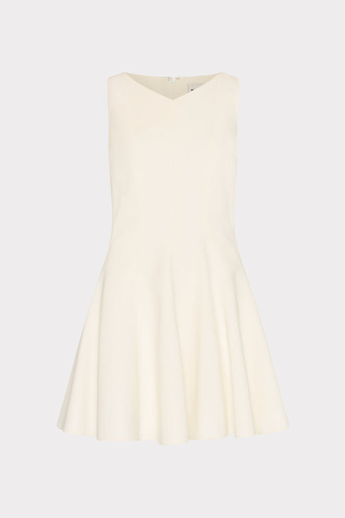 Sleeveless Stretch Cady Fit And Flare Dress Ecru Image 1 of 5