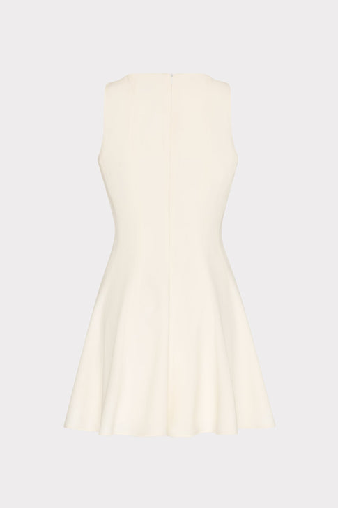 Sleeveless Stretch Cady Fit And Flare Dress Ecru Image 5 of 5