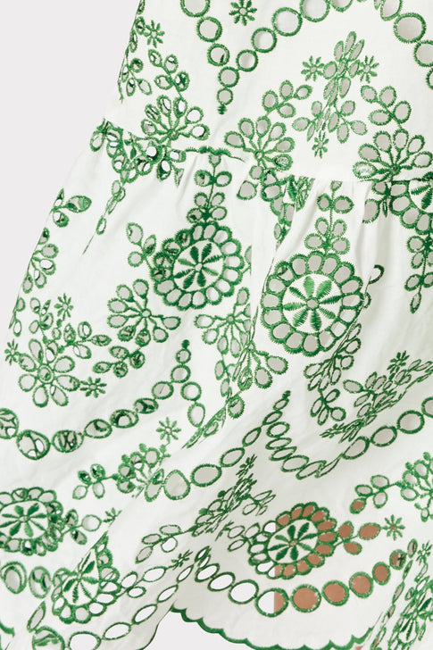 Hayden Scallop Eyelet Dress White/Green Image 4 of 6