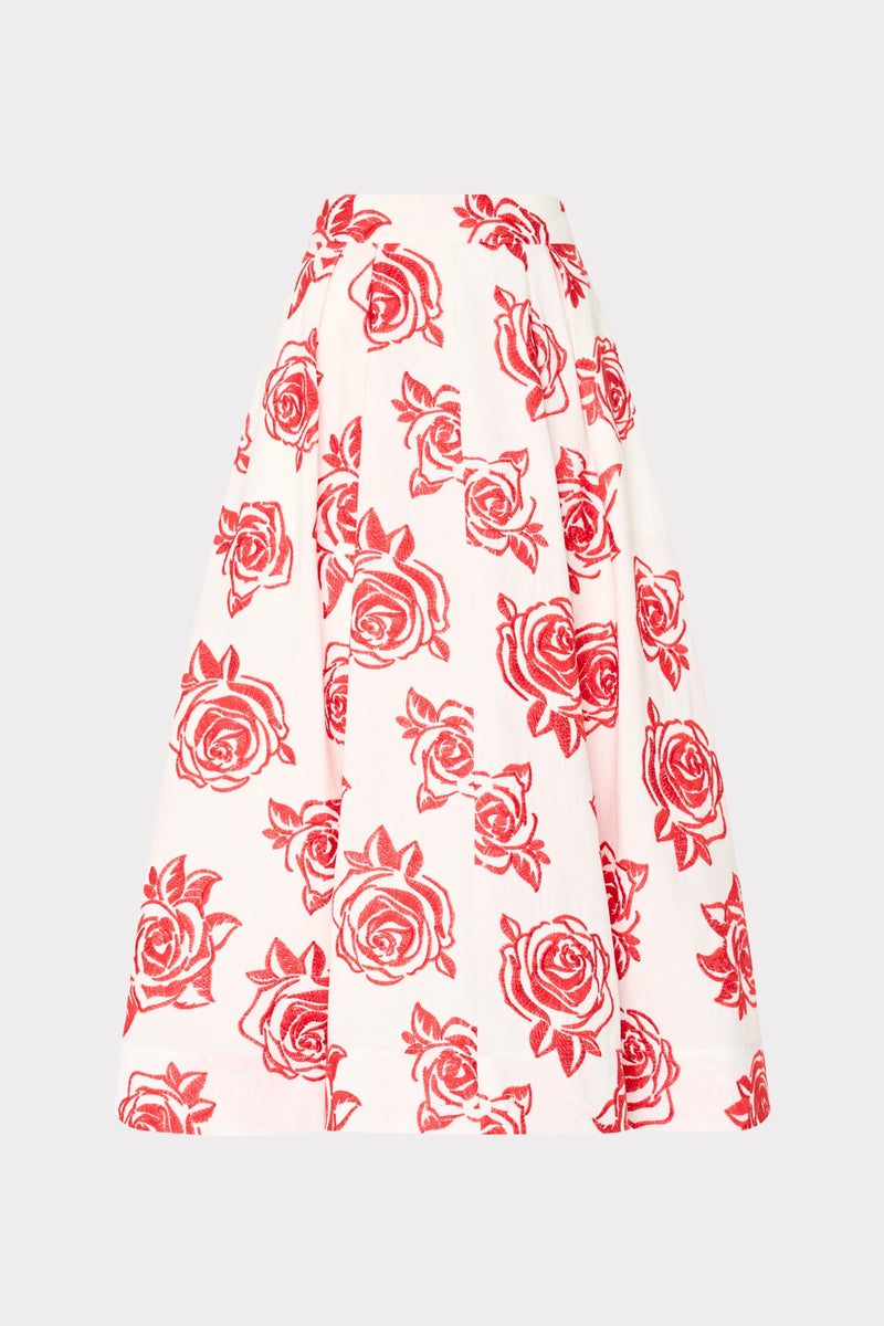 Juliet Rose Embroidery Midi Skirt