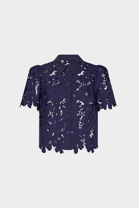 Addison Roja Lace Top Navy Image 1 of 4