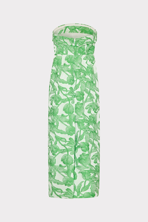 Tulip Jacquard Strapless Dress Green Multi Image 4 of 5