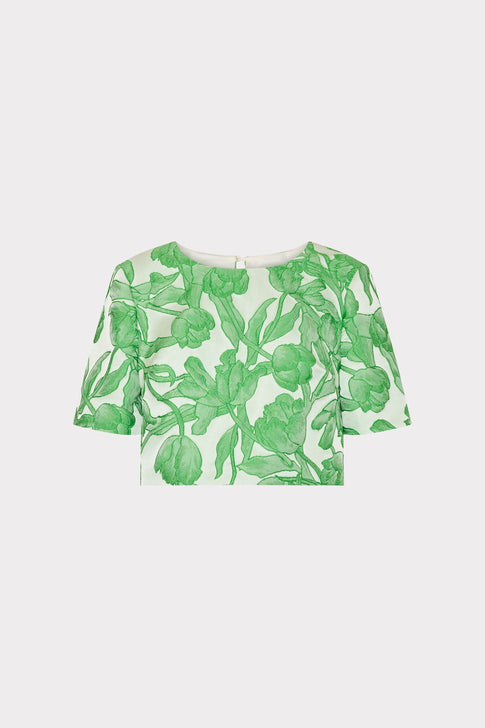 Tulip Jacquard Top Green Multi Image 1 of 4