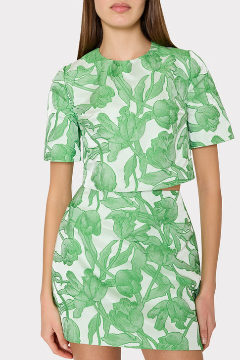 Tulip Jacquard Top Green Multi Image 3 of 4