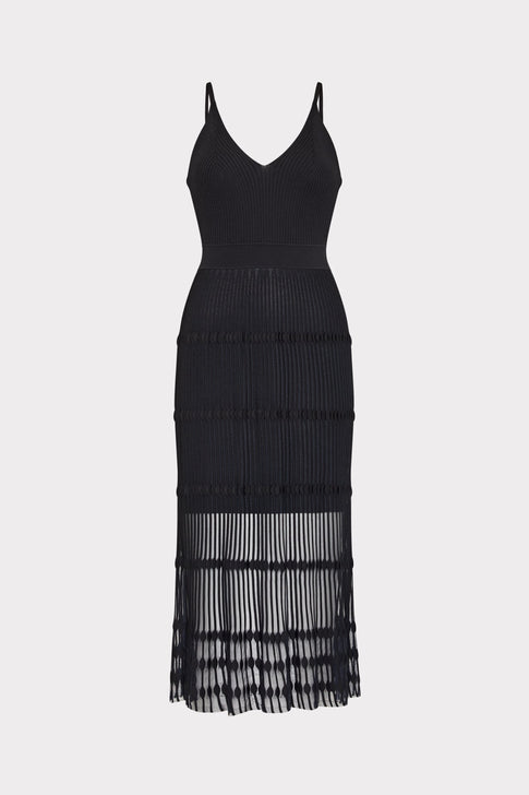 Sheer Knit Cami Dress Black Image 1 of 4