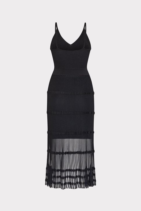 Sheer Knit Cami Dress Black Image 4 of 4