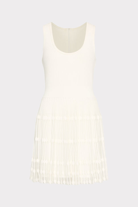 Sheer Knit Fit And Flare Mini Dress Ecru Image 1 of 4