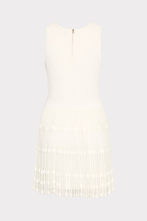 Sheer Knit Fit And Flare Mini Dress Ecru Image 4 of 4