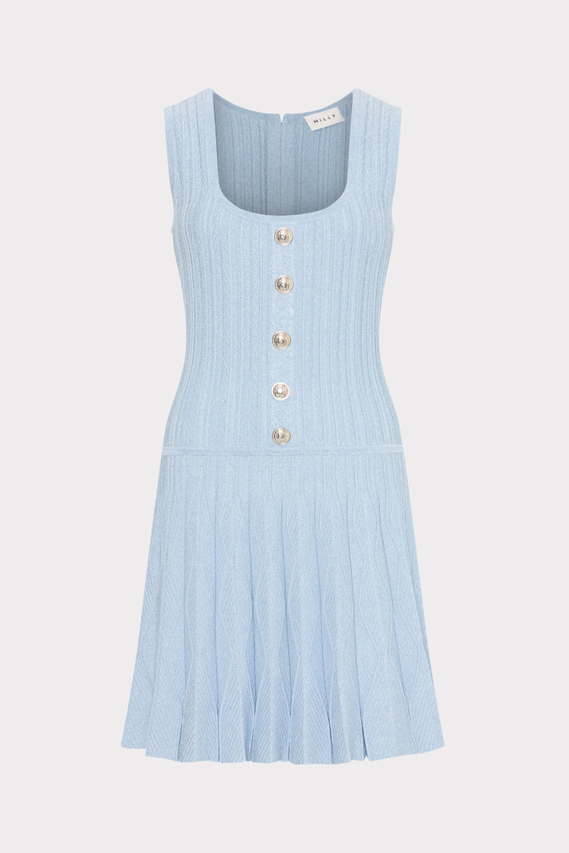 Wave Godet Flare Knit Mini Dress