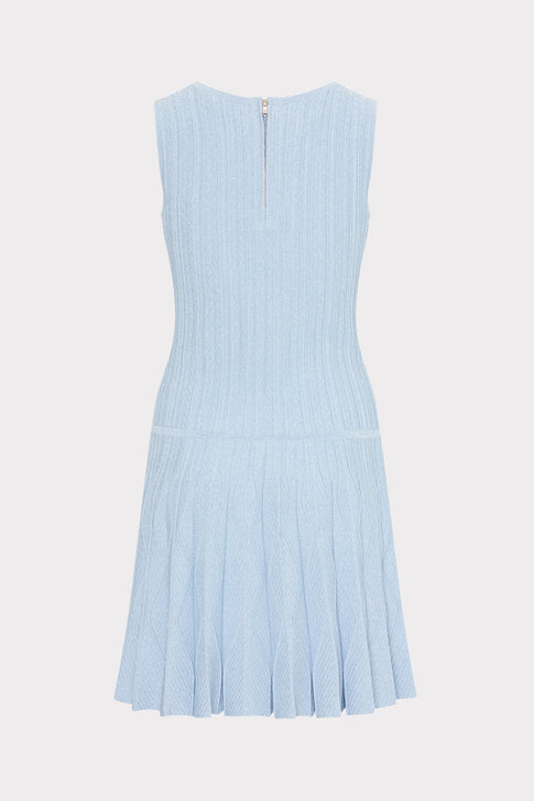 Wave Godet Flare Knit Mini Dress Light Blue Image 5 of 6