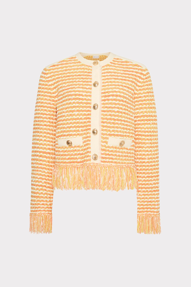 Textured Fringe Trim Cardigan