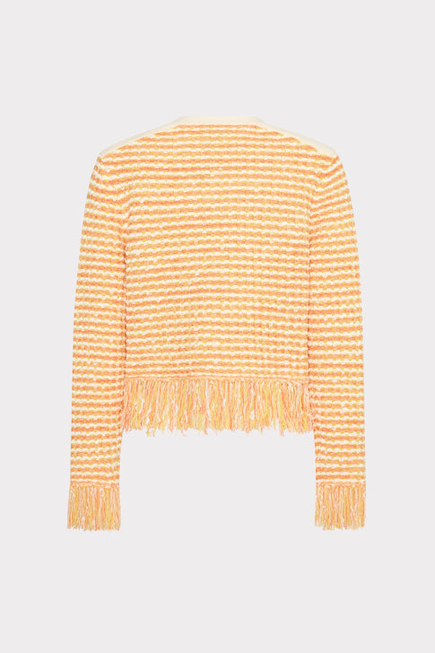 Textured Fringe Trim Cardigan Orange Yellow Multi Image 4 of 4