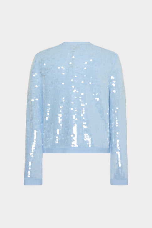 Iman Sequin Knit Cardigan Light Blue Image 4 of 5
