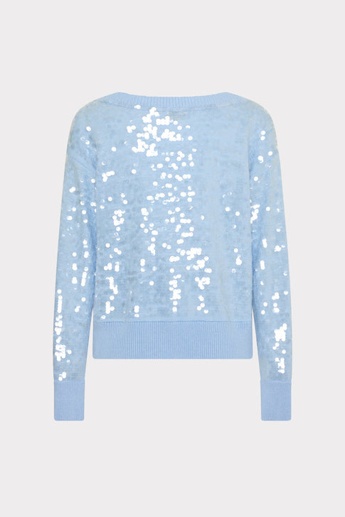 Ilaria Sequin V-Neck Sweater Light Blue Image 4 of 4