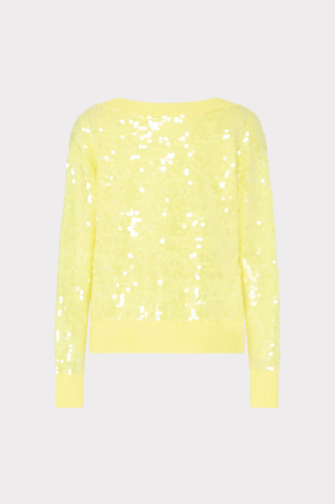 Ilaria Sequin V-Neck Sweater Light Yellow Image 4 of 4