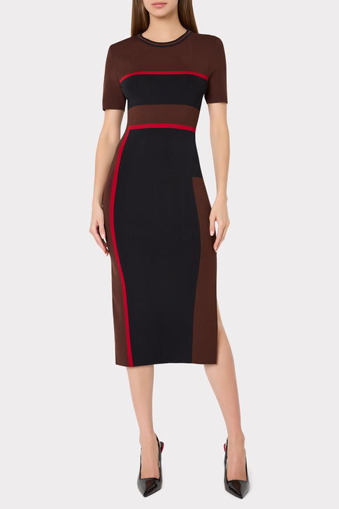 Shohona Colorblock Knit Dress Brown/Black Image 2 of 6