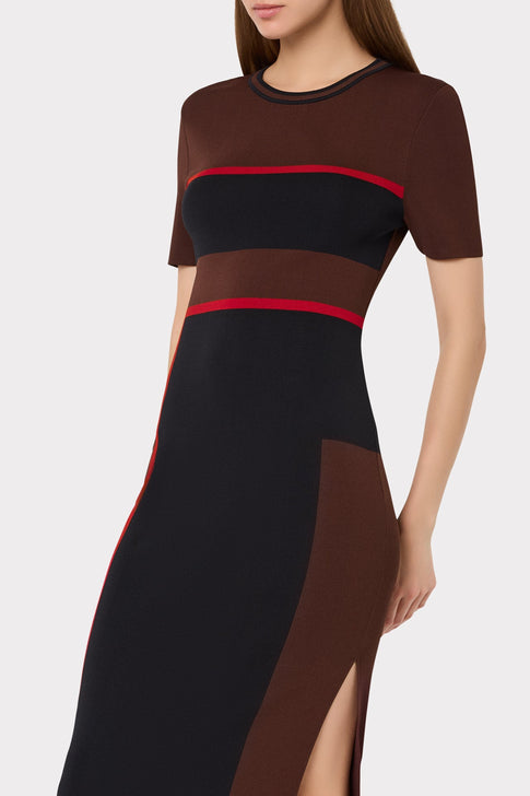 Shohona Colorblock Knit Dress Brown/Black Image 3 of 6