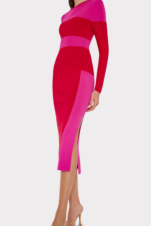Shohona Long Sleeve Midi Dress Pink/Multi Image 3 of 5