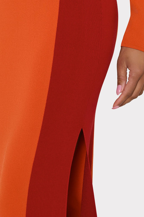 Shohona Long Sleeve Midi Dress Orange/Multi Image 3 of 5