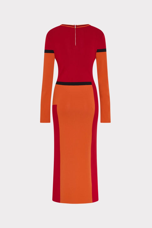 Shohona Long Sleeve Midi Dress Orange/Multi Image 4 of 5