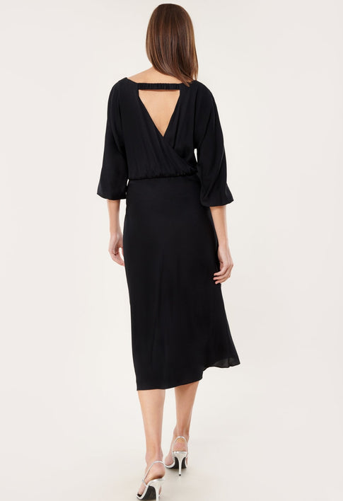 Stretch Silk Dia Cowl-Back Midi Dress 1