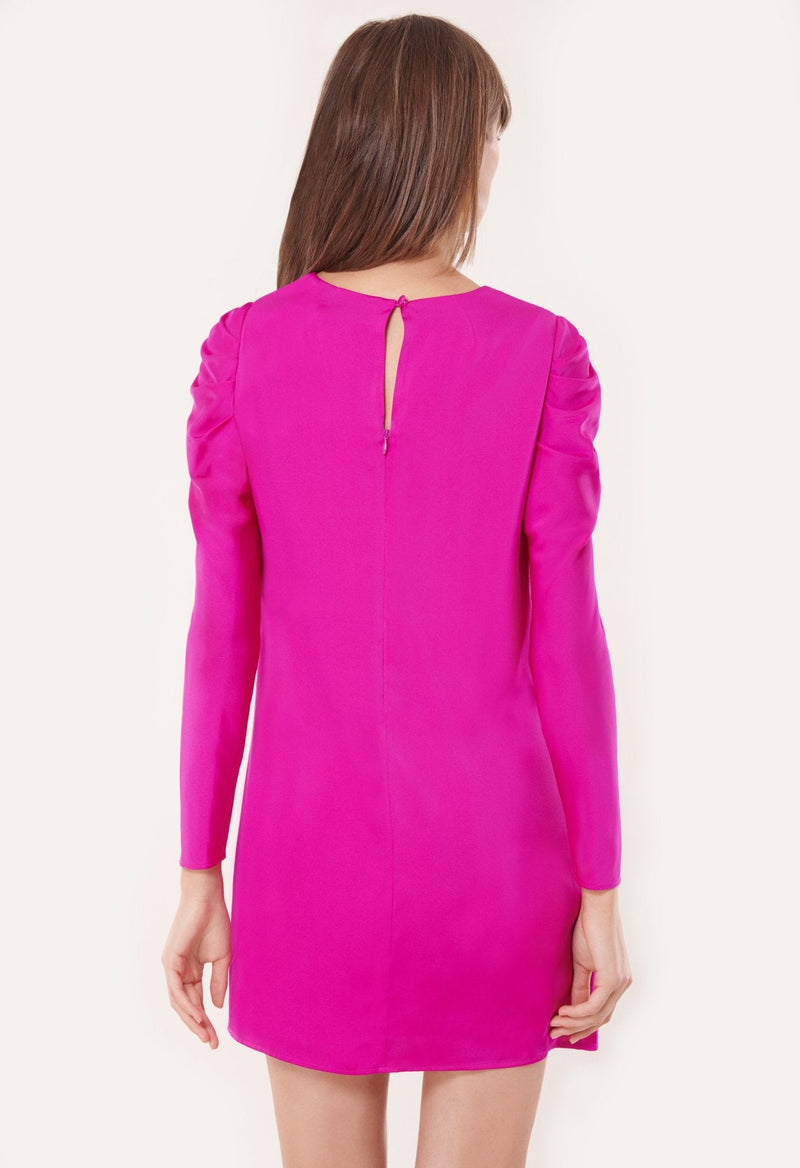 Stretch Silk Carina Draped Long Sleeve Dress