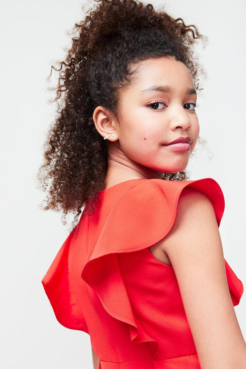 Milly Minis Cady Ruffle Dress Coral Image 3 of 3