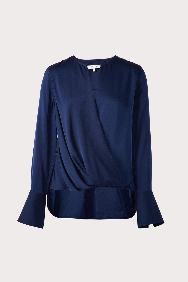 Elysa Stretch Silk Surplice Blouse