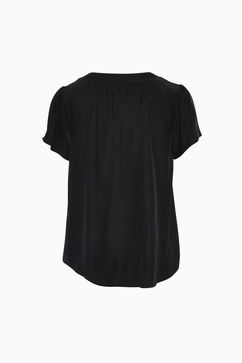 Silk Tee With Knit Trim Black Image 2 of 2