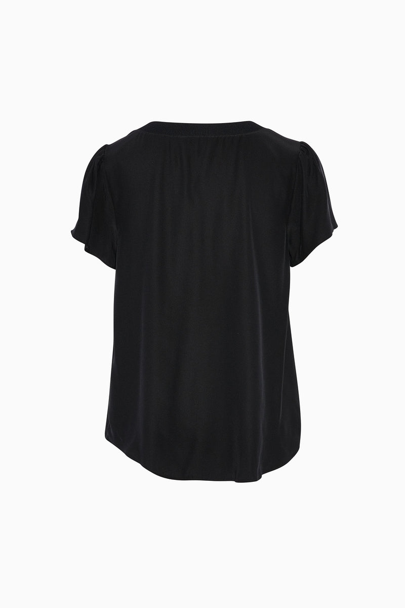 Silk Tee With Knit Trim