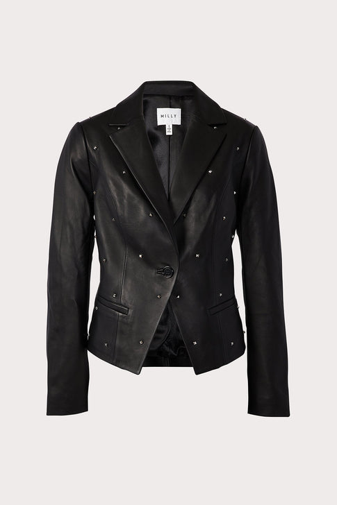 Emiline Studded Blazer Leather Jacket 0