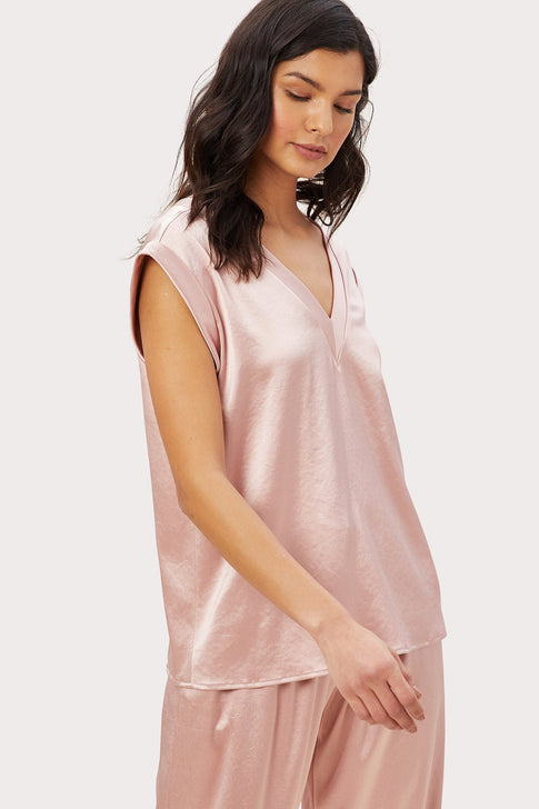 Hammered Satin Mila Reversible Top Blush Image 3 of 4