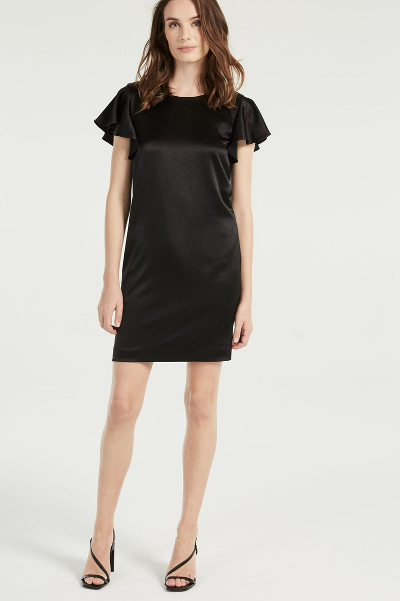 Bryce Hammer Satin Ruffle Sleeve Dress