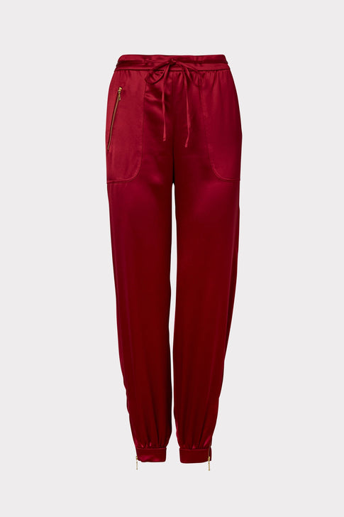 Rylan Hammered Satin Jogger Pants 0