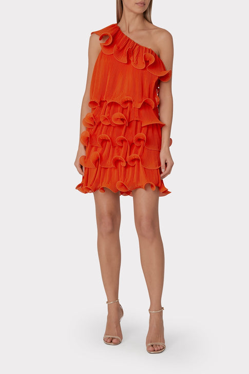 Blakely Tiered Ruffle Mini Dress Coral Image 2 of 4