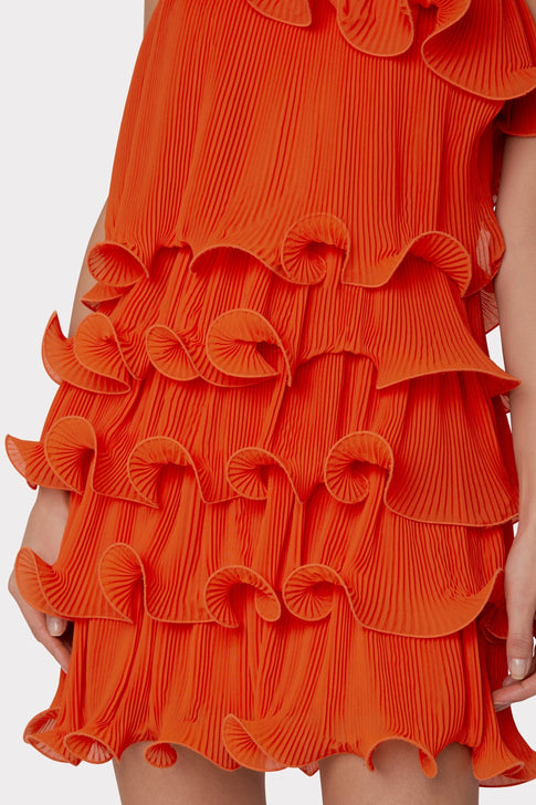 Blakely Tiered Ruffle Mini Dress Coral Image 3 of 4