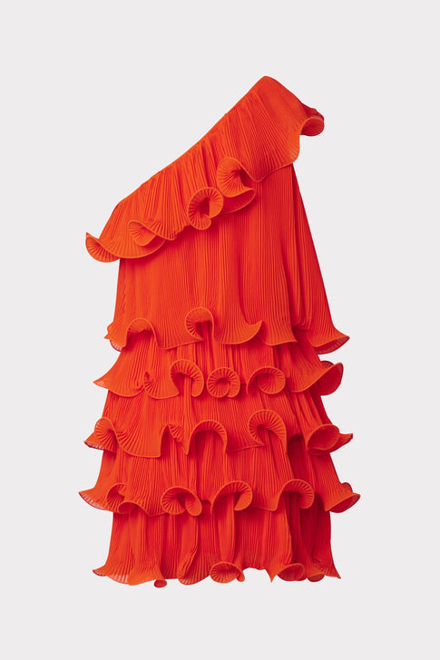 Blakely Tiered Ruffle Mini Dress Coral Image 4 of 4