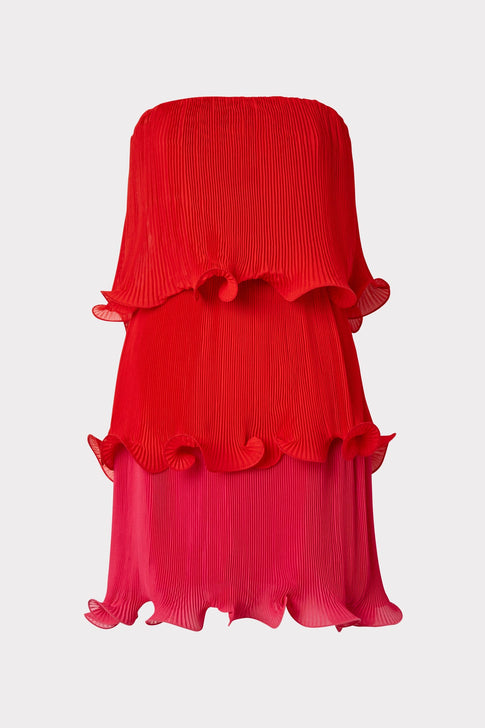 Sylvie Pleated Chiffon Dress 0