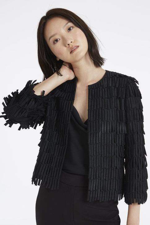 Fringe Embroidery Jacket Black Image 4 of 5