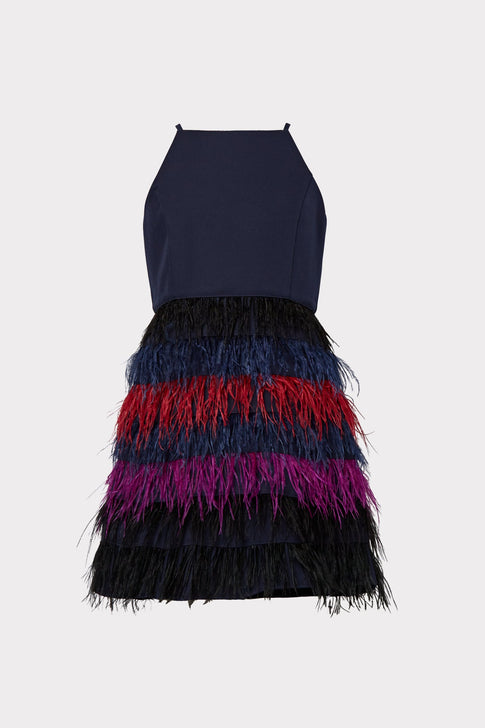 Milly Minis Feather Cady Dress NAVY MULTI Image 1 of 2
