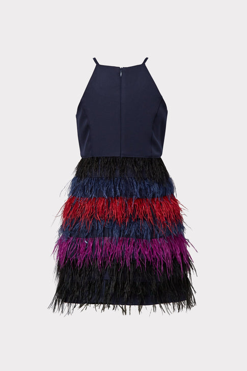 Milly Minis Feather Cady Dress NAVY MULTI Image 2 of 2