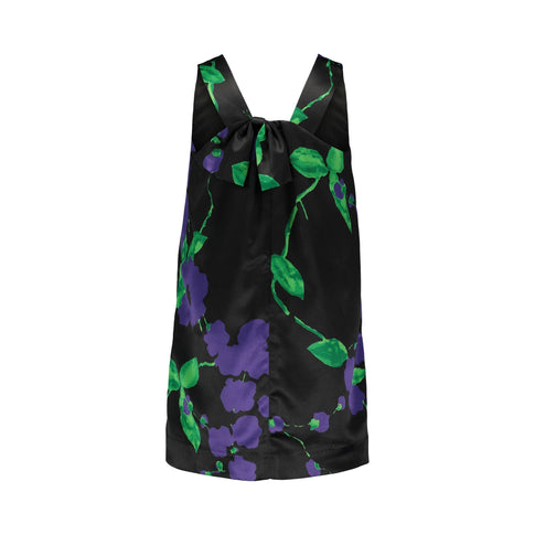 Milly Minis Little Girls Painted Floral Bow Back Shift Dress Black / Royal Image 2 of 2