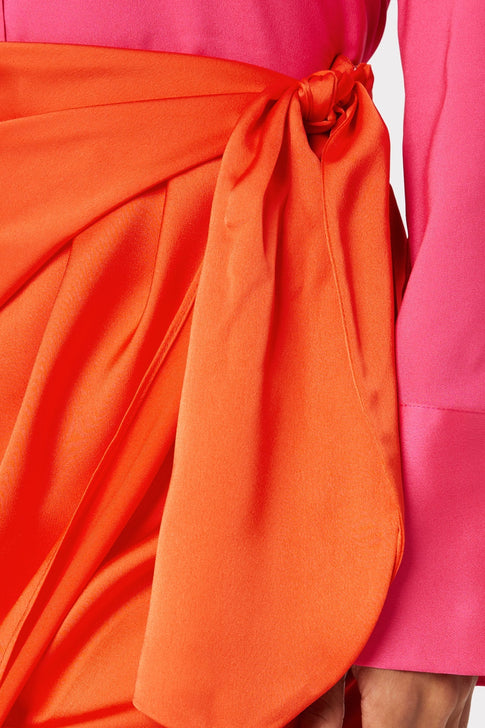 Liza Satin Wrap Skirt Coral Image 3 of 4