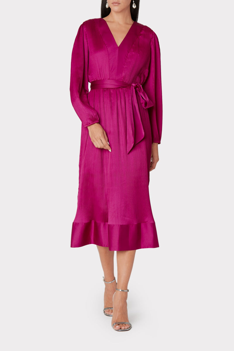 Vivianna Pleated Satin Dress