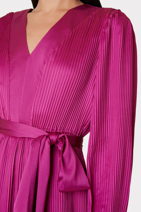 Vivianna Pleated Satin Dress 2