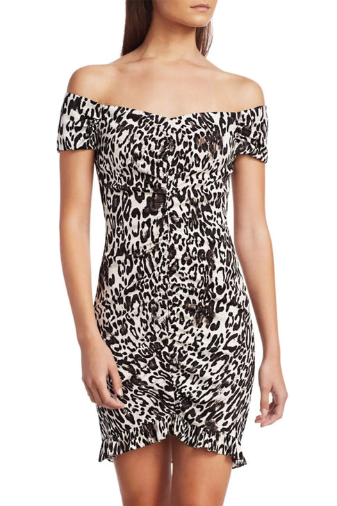 Leopard Print Jacquard Ella Ruched Bodycon Dress 1