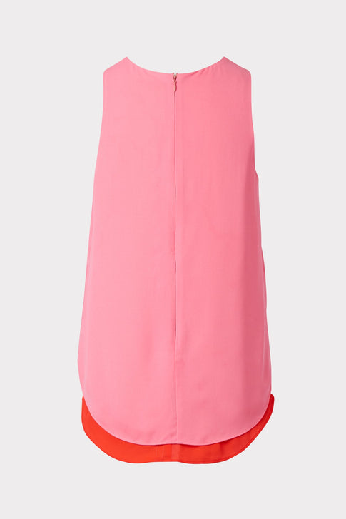 Megan Layered-Hem Georgette Tank Watermelon/Coral Image 2 of 2
