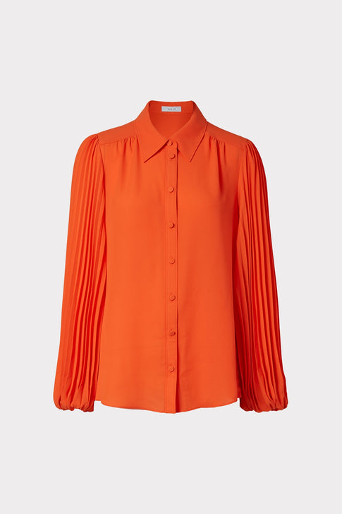 Lina Pleated Blouse Coral Image 1 of 4