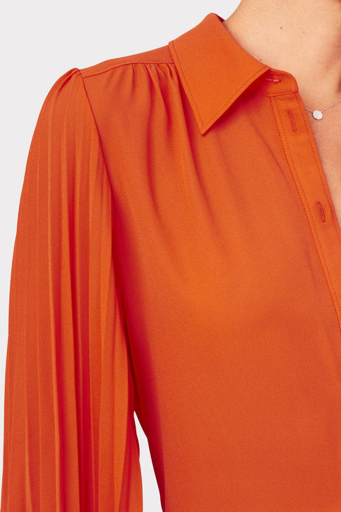 Lina Pleated Blouse Coral Image 3 of 4