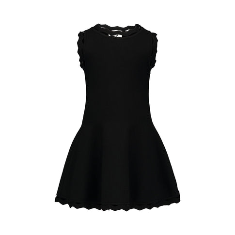 Milly Minis Little Girls Zig Zag Trim Flare Dress Black Image 1 of 2